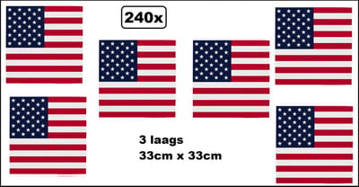 240x Servetten USA 33cm x 33cm - 3 laags - Amerika Servet diner eten knoeien restaurant BBQ thema feest verjaardag feest