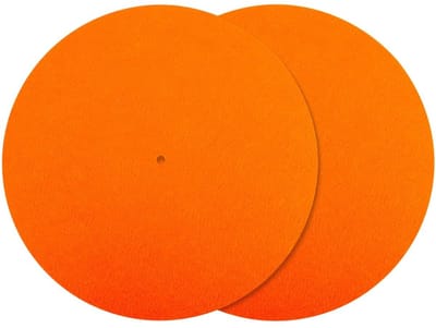 Dailygoods - Set van 2 Vilt Platenmatten voor Platenspeler 29,5 cm Oranje