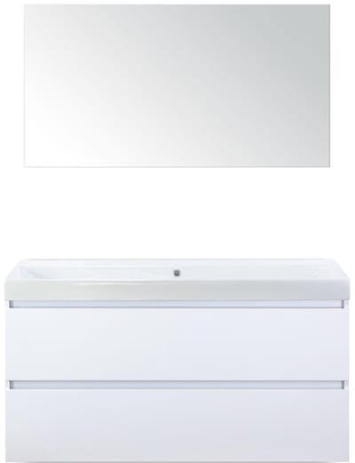 Maxx XL Badmeubelset 120 cm - Wit Hoogglans - Wastafel Just Enkel Zonder Kraangat met Spiegel