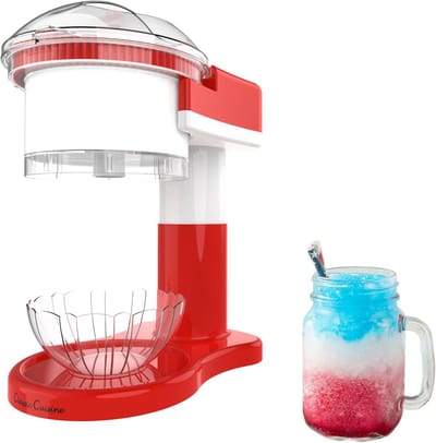 IJsmaker voor thuis - Geschoren ijs machine - Zomerse traktaties maken - Elektrisch en compact - 30x18x23 cm - Rood/Wit