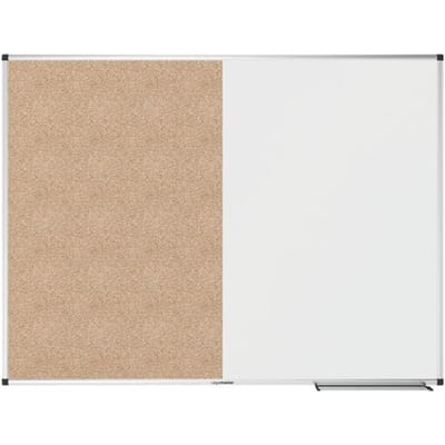 Combibord Legamaster UNITE, prikbord & whiteboard, B 1200 x D 12,6 x H 900 mm, gelakt staal & natuurkurk, wit & bruin