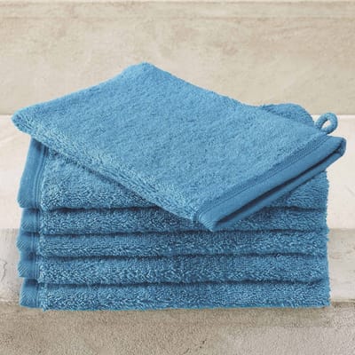De Witte Lietaer Washandjes Contessa, Lagoon Blue - 16 x 21 cm - 6 stuks - Katoen