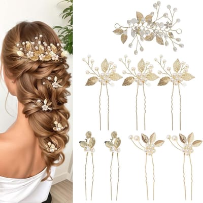 Elegante Haarclips voor Bruidskapsels met Kristallen en Bloemblaadjes - 8 Stuks Haaraccessoires voor Vrouwen en Meisjes voor Trouwerij en Feestjes