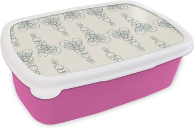 Broodtrommel Roze - Lunchbox - Brooddoos - Cirkel - Patronen - Abstract - 18x12x6 cm - Kinderen - Meisje