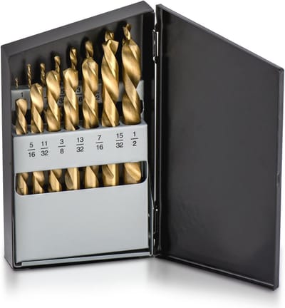 Linkse boorsetset met titanium nitride coating - 15-delige set voor precisieboren