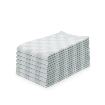 Theedoeken set Blok Grijs - 65x65 - Set van 10 - Geblokt - Blokdoeken - 100% katoen - Horeca Theedoeken