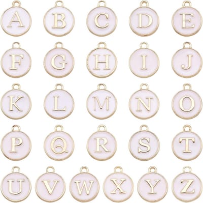 Enamel alfabet letter hangers A-Z - dubbele zijde goudkleurig - ideaal voor sieraden maken - 26 stuks - ShopVlot