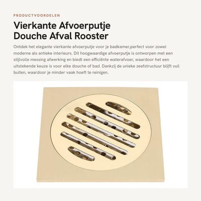 Dailygoods- Afvoerputje Antiek Ontwerp - Afvoerputje Douche - Afvoerputje Zeefje - Waterafvoerfunctie - Insectenwerend - 10x10 Cm - Afvoerput