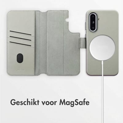 Accezz Hoesje - Geschikt voor Samsung Galaxy A36 / A56 (5G) - Leather Bookcase 2-in-1 met Magnetische Ring - Light Grey