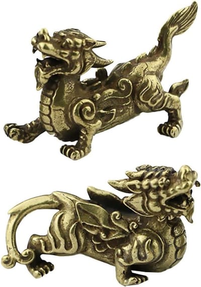Cosensi - Feng Shui Kylin Standbeeld Auto Sleutelhanger Chinese Stijl Accessoires.