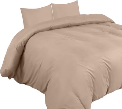 Famanu Dekbedovertrek Set - Zachte Microvezel Dekbedovertrek 240x220cm met Kussenslopen 65x65cm - Beddengoed Dekbedovertrek Set - Beige