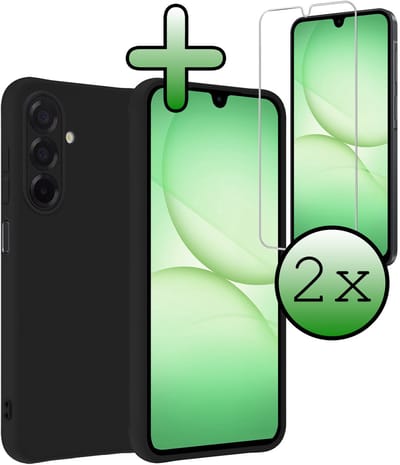 Hoesje Met Screenprotector - Geschikt voor Samsung Galaxy A17 - Sterk & Shockproof - Back Cover - Siliconen Case - Telefoon Hoes - Zwart