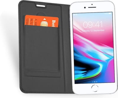 Hoesje geschikt voor Apple iPhone 8 - Kunstlederen Wallet Hoesje Grijs 360 Graden Beschermend Telefoonhoesje