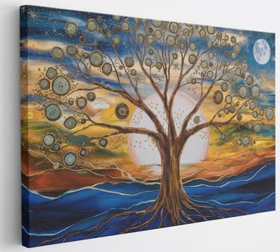 Saammp Canvas Schilderij - Spirutele boom - Abstract - 30x20 - Foto op canvas - Wanddecoratie - Muurdecoratie Woonkamer - Slaapkamer decoratie - Canvas Print