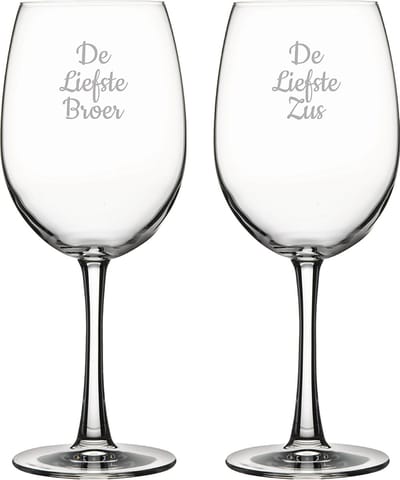 Gegraveerde Rode wijnglas 58cl De Liefste Broer-De Liefste Zus
