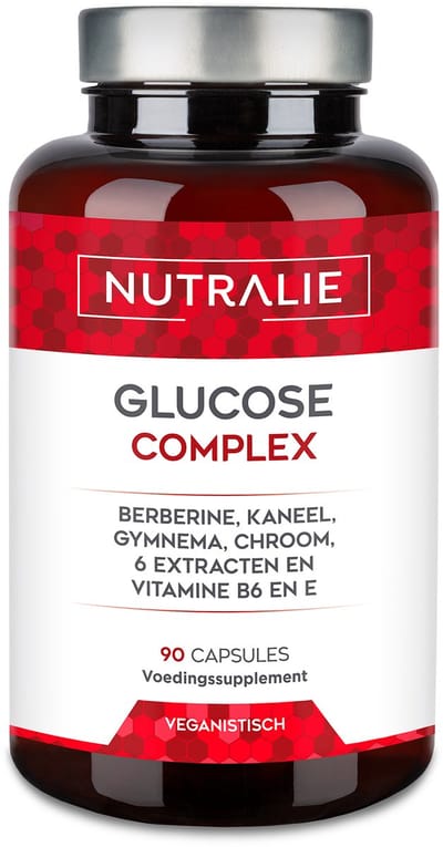 Nutralie Glucose Complex - 90 Capsules - Bloedsuiker Supplementen - Mannen en Vrouwen - met Berberine, Magnesium, Vitamine B6 & E, Chroom - 1 Maand Voorraad