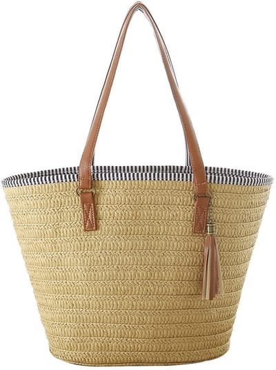 Allecto - Straw Handbag - Strandtas - Elegante schoudertas - Bruin - Shoppingtas - Handig voor strand en dagelijks gebruik - Trendy model