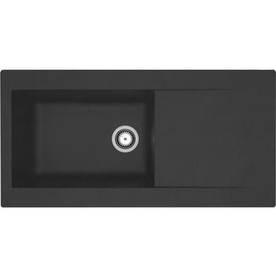 Ingebouwde harsgootsteen 1000 x 500 mm 1 grote bak - Zwart - STRADOUR Lierra - Made in France