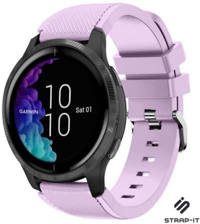 Strap-it Smartwatch siliconen bandje - geschikt voor Garmin Venu / Venu SQ / Vivomove HR / Forerunner 245 / 570 - 42mm / 645 - lila