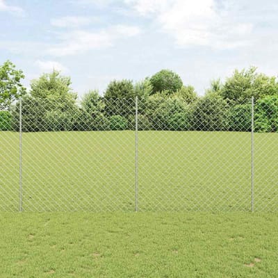 vidaXL - gaashek - met - palen - 10 - x - 1,5 - m - Gegalvaniseerd - staal - Zilverkleurig