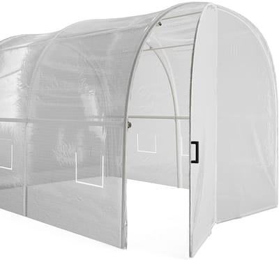 Vente-unique Tunnelkas met structuur van staal en deur 12 m² - L300 x B400 x H200 cm - ALOCASIA L 300 cm x H 200 cm x D 400 cm