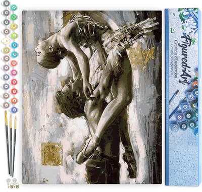 Figured'Art Schilderen op Nummer Volwassenen canvas Klassieke koppeldans - Handwerk acrylverf Kit DIY Compleet - 40x50cm zonder frame