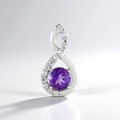 Cavill - Zilveren Hanger 925 Sterling Geplatineerd - Marokkaanse Amethist 0,75 ct & Zirkonen 0,27 ct - Oneindigheid Paars