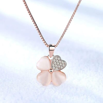 925 Sterling Zilver Romantische Geluks Wensbloem Hanger Ketting Met Schitterende Zirconia Verjaardagscadeau Voor Vrouwen Sieraden S-N361 45cm white
