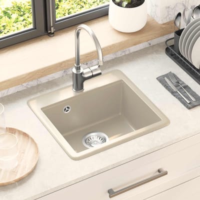 vidaXL - Wasbak - 80% - Kwarts - en - 20% - Hars - 470 - x - 440 - mm - Beige