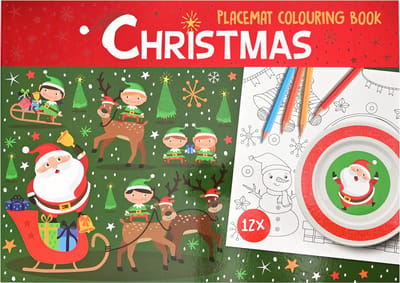 Kerst Placemat Kleurboek - Placemat Kinderen - Kerst kleurplaten - Kerst Tekenboek - Kerst Kleurboek - Kerst Tekenblok - 12 vellen - Vanaf 3 jaar - Multi Kleuren - Zelf inkleuren!
