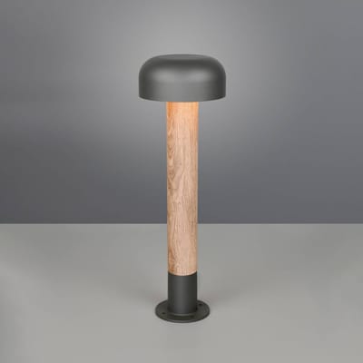 Trio Lighting Tuinpadverlichting Fraser, grijs/houtlook, aluminium, IP54, hoogte 84,5 cm