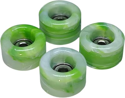Fingerboard Wielen - Skateboard Onderdelen - Trick Uitvoeren - Zachte Urethaan Grip - 60D Hardheid - Groen Swirl