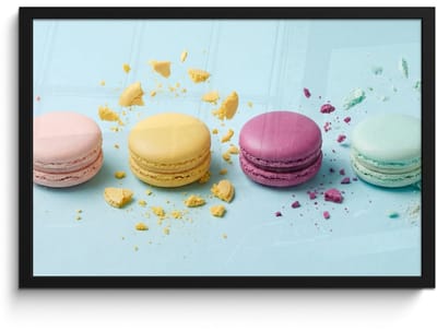 Poster in lijst - Fotolijst 60x40 cm - Posters - Macarons - Kleurrijk - Pastel - Posterlijst zwart - Decoratie - Wanddecoratie woonkamer - Muurdecoratie slaapkamer