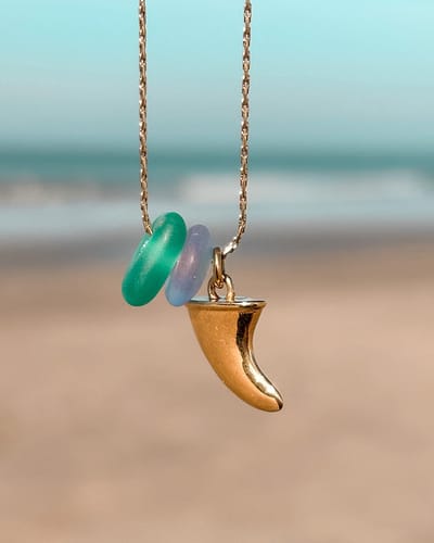 Laguna Treasures - Zeeglas - ketting - vin - goud - long box ketting - halsketting - Sieraden - Surf