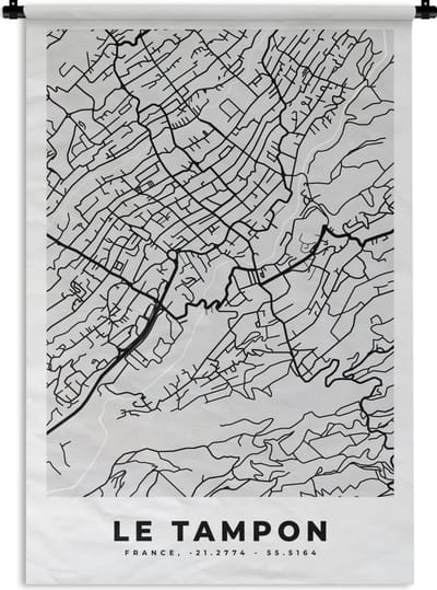 Wandkleed - Wanddoek - Frankrijk - Le Tampon - Stadskaart - Plattegrond - Kaart - 120x180 cm - Wandtapijt