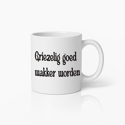 Grappige Nederlandse Koffiemok - 'Griezelig Goed Wakker Worden' – Humoristische Keramische Beker voor Ochtendboost