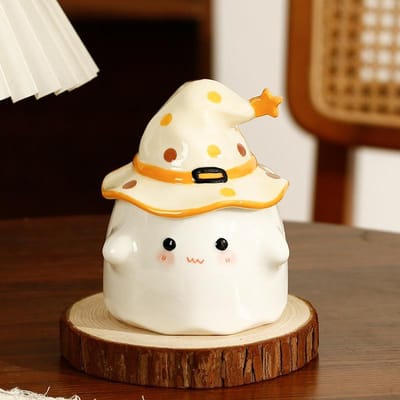 Grappig Spook Keramische Mokken Koffiekopjes met Deksel Kantoor Afternoon Tea Koffiekop Halloween- en Paascadeaus Vrienden 350ml black