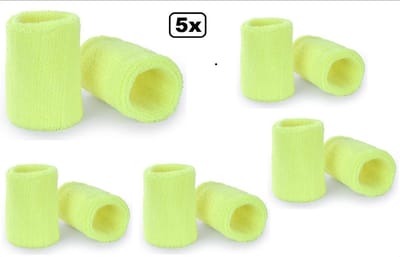 5x Paar polsbandjes neon geel