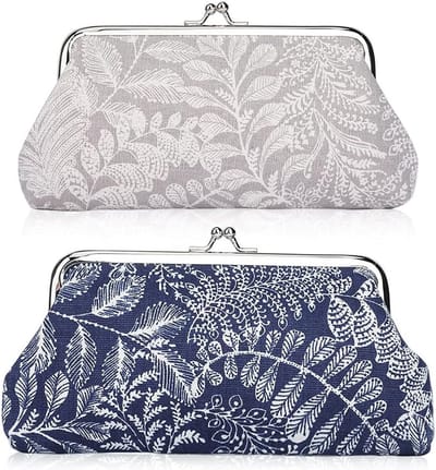 2 Packs Grote Muntentas Blad Vintage Pouch Lange Muntentas Vrouwen Portemonnee Cosmetica Tas Make-up Tas Klem Clutch Telefoonhouder