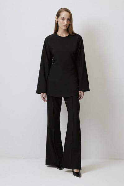 Touché Privé - Gedrapeerde crêpe blouse met strikdetail - Zwart - Dames
