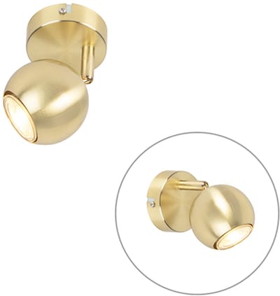 QAZQA gissi - Moderne Plafondspot | Spotje | Opbouwspot - 1 lichts - H 145 mm - Goud/messing - Woonkamer | Slaapkamer | Keuken