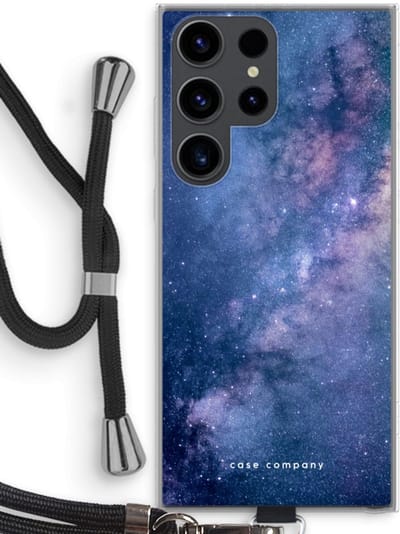 Hoesje met koord geschikt voor Samsung Galaxy S23 Ultra hoesje met Koord - Nebula - Telefoonhoesje met Zwart Koord - Bescherming aan alle Kanten en Over de Schermrand