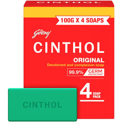 Cinthol Original Badzeep 99,9% Bescherming tegen Bacteriën, 100G (Pakket van 4) red