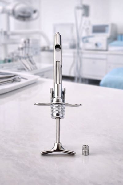 Belux Surgical Instruments / Tandartsinjectiespuit 1,8 ml – Handmatige Aspiratie – Metrische Schroefdraad – Niet-Autoaspirerend – Roestvrij Staal