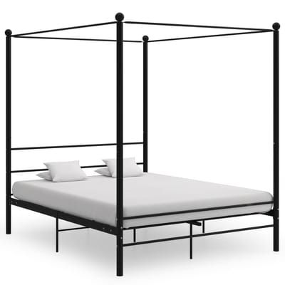 vidaXL - Hemelbedframe - metaal - zwart - 160x200 - cm