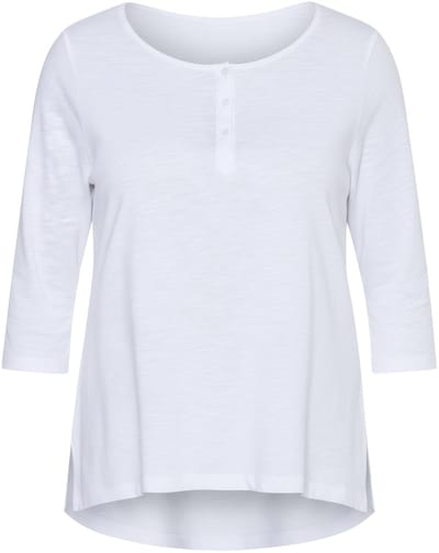 Angel of Style - Dames - T-shirt A-lijn Henley knoopsluiting 3/4-mouwen - Sneeuwwit - Maat 42