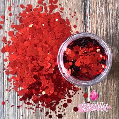 GetGlitterBaby® - Biologische / Biologisch afbreekbare Rode Chunky Festival Glitters voor Lichaam en Gezicht / Biodegradable Face Body Jewels - Rood / Red