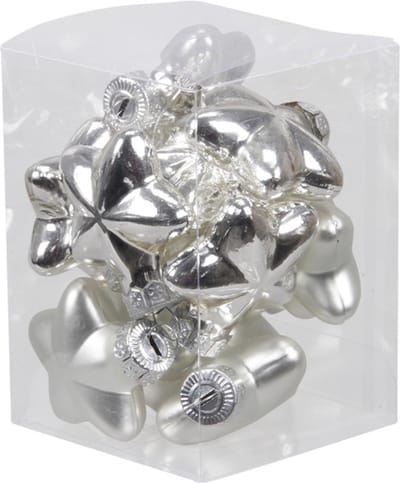 Othmar Decorations Kerstornamenten - sterren - 12x st - zilver - 4 cm - glas - kerstversiering