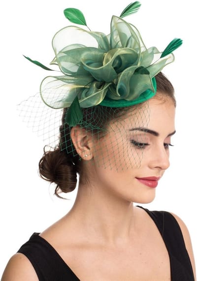 Elegante Fascinator Hoed Groen met Bloem en Net voor Dames - Geschikt voor Bruiloft en Feest
