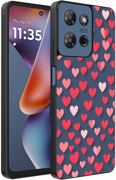 Smartphonica Telefoonhoesje Geschikt voor Motorola Moto G 2025 met Roze en Rode Hartjes Opdruk - TPU Backcover Case With Rosé and Red Heart Design geschikt voor Motorola Moto G 2025